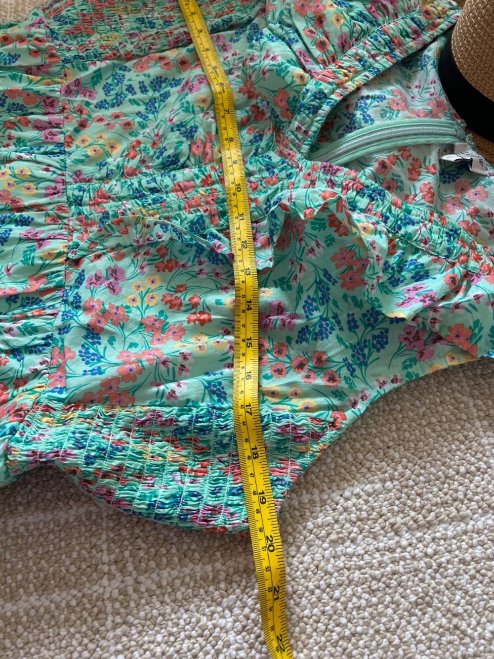 J. Crew Mint Green Floral Ruffle Dress with Pockets Size 14 - Picture 6 of 12